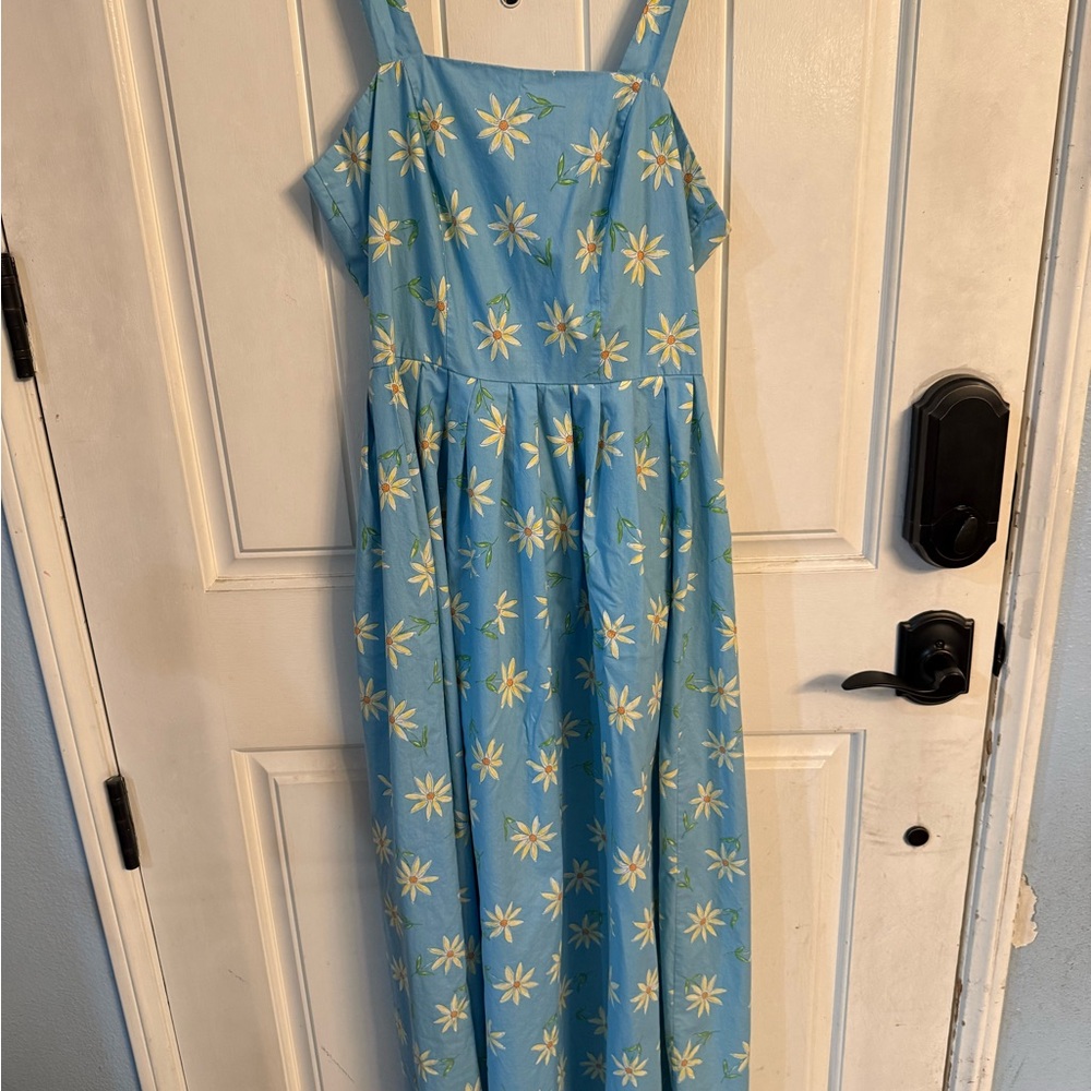 Laura Ashley Blue Floral Sundress with Daisy Print